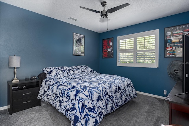 3806 155th Ave E, Parrish, FL 34219 - bedroom featuring carpet floors, a textured ceiling, and ceiling fan