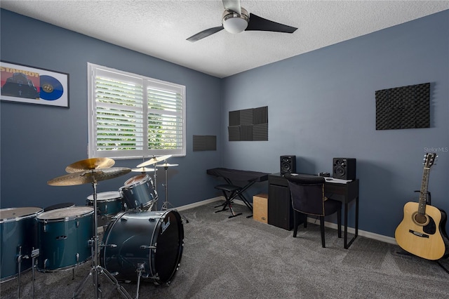 3806 155th Ave E, Parrish, FL 34219 - carpeted office space featuring ceiling fan and a textured ceiling