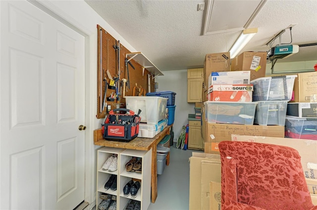 storage room featuring attic access