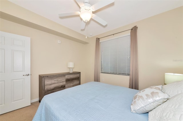 bedroom featuring a ceiling fan and carpet flooring