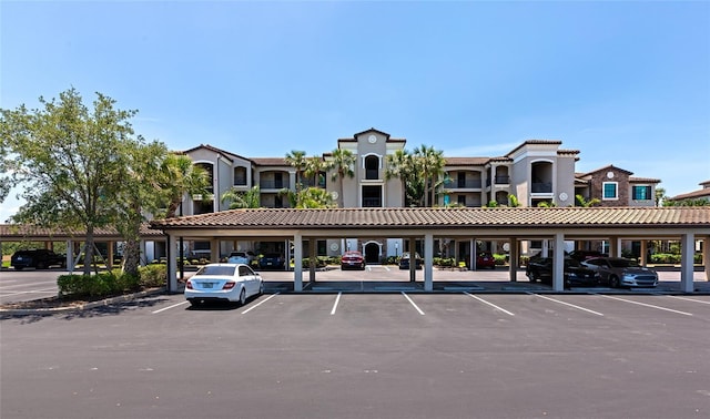 view of covered parking lot