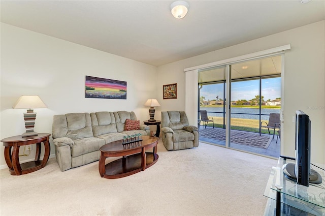living room featuring carpet floors