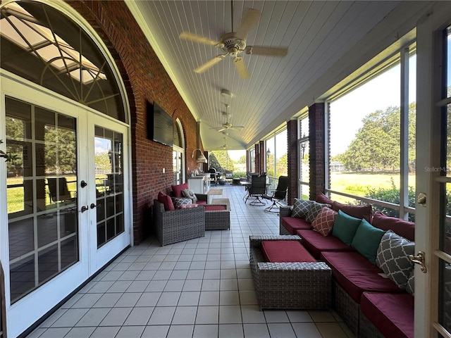 708 E Main St, Wauchula, FL 33873 - sunroom / solarium with an outdoor living space, plenty of natural light, french doors, and a ceiling fan