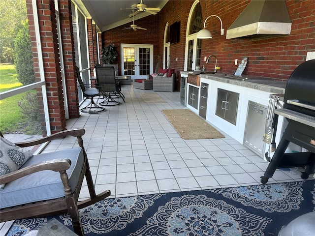 708 E Main St, Wauchula, FL 33873 - exterior space with a sink, area for grilling, french doors, ceiling fan, and an outdoor kitchen
