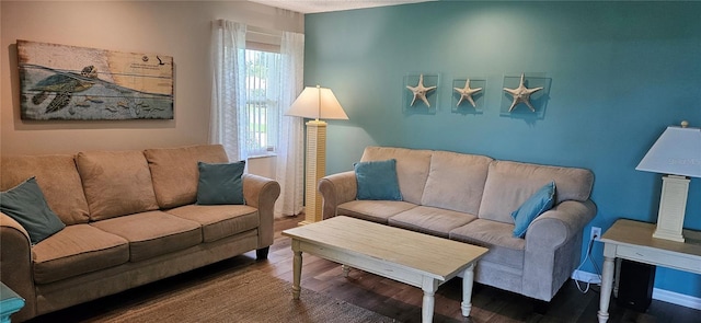 living area with wood finished floors