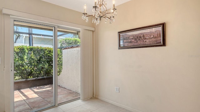 2259 Pueblo Ln Unit V38, Sarasota, FL 34231 - doorway featuring a chandelier, light tile patterned floors, and baseboards