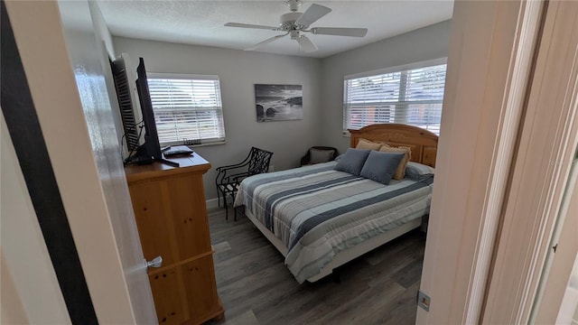 4158 Tamiami Trl Unit V1, Port Charlotte, FL 33952 - bedroom with multiple windows, ceiling fan, wood finished floors, and baseboards