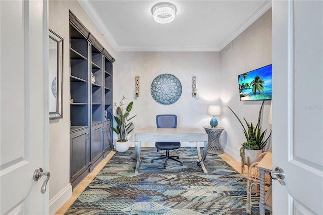 130 Riviera Dunes Way Unit 502, Palmetto, FL 34221 - office space with ornamental molding, light wood-type flooring, and visible vents