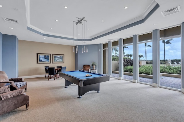130 Riviera Dunes Way Unit 502, Palmetto, FL 34221 - playroom featuring light colored carpet, visible vents, and a raised ceiling