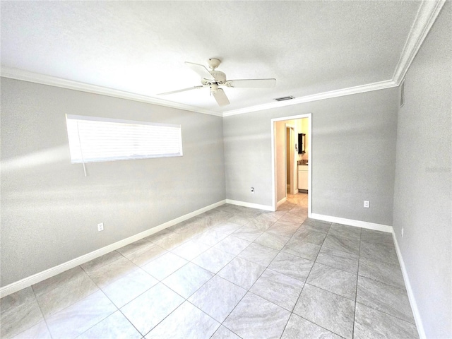 2204 34th St W, Bradenton, FL 34205 - unfurnished room featuring crown molding, ceiling fan, baseboards, and light tile patterned flooring