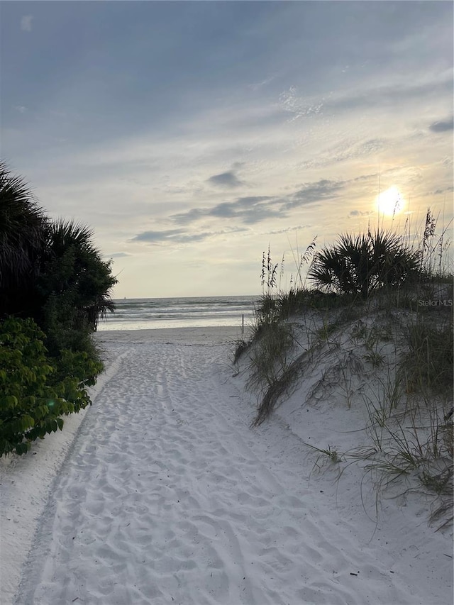 exterior space with a view of the beach