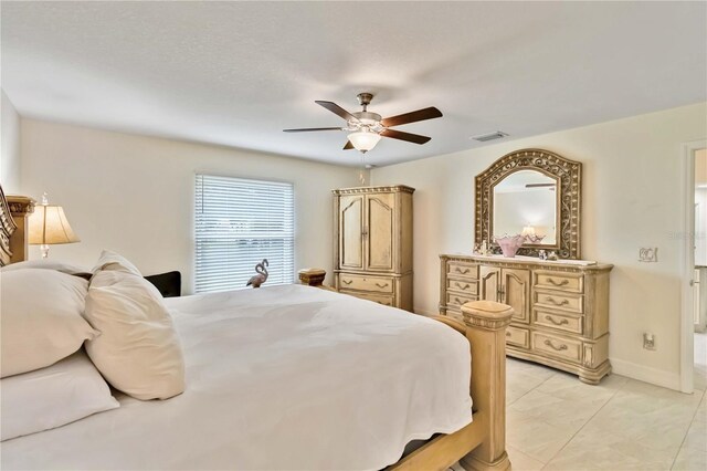 bedroom featuring ceiling fan and baseboards