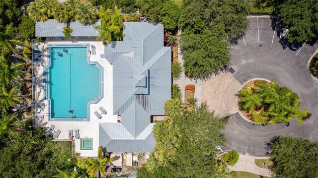 aerial view of a pool