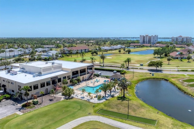3007 Live Oak Ln, Palmetto, FL 34221 - aerial view of a golf club, a large body of water, a pool, and apartment complex