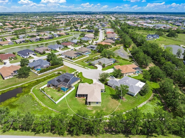9106 Yarberry St, Sarasota, FL 34240 - birds eye view of property featuring a water view and a residential view