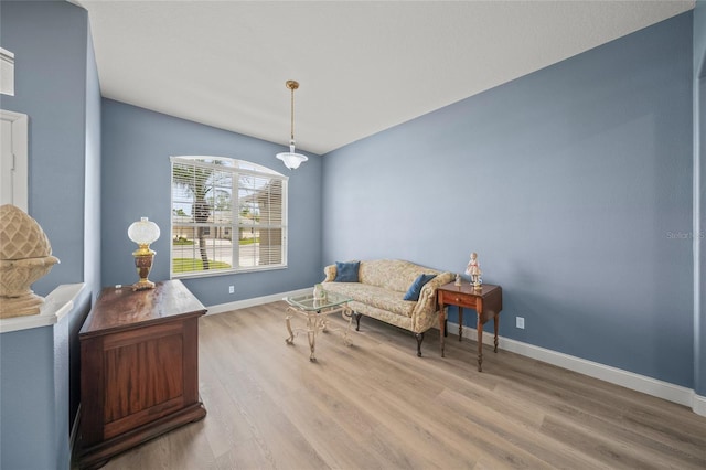 9106 Yarberry St, Sarasota, FL 34240 - living area featuring baseboards and wood finished floors