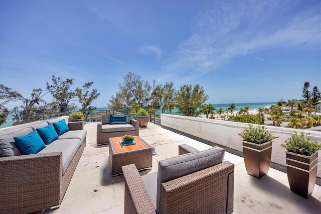 2918 Avenue Ave E, Holmes Beach, FL 34217 - view of patio / terrace featuring outdoor lounge area and a water view