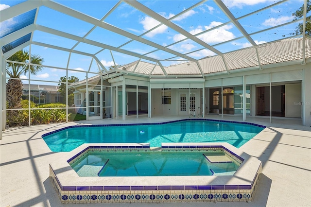 4180 Via Mirada, Sarasota, FL 34238 - view of pool featuring a patio area, french doors, and a pool with connected hot tub