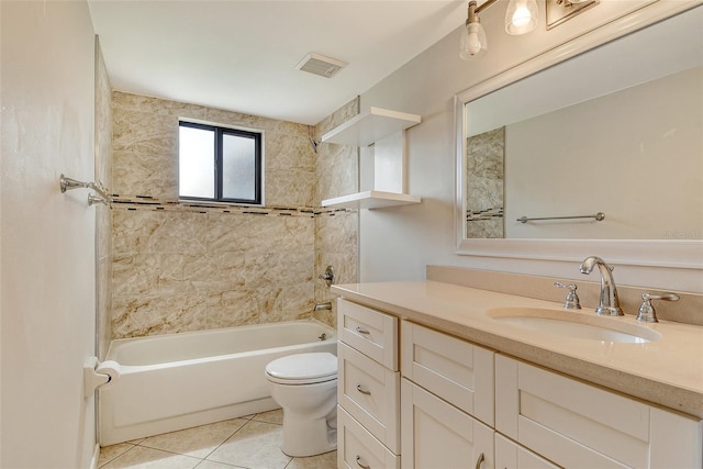 7876 Eagle Creek Dr, Sarasota, FL 34243 - full bathroom featuring toilet, shower / washtub combination, vanity, and tile patterned flooring