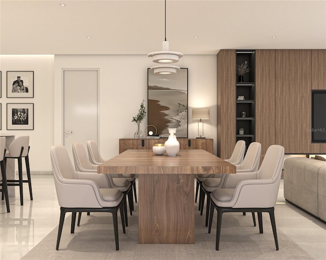 dining area with light tile patterned floors