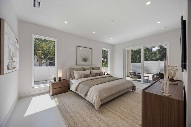 2596 Floyd St, Sarasota, FL 34239 - bedroom featuring access to outside, multiple windows, and recessed lighting