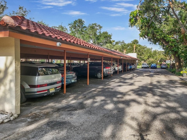 view of covered parking lot