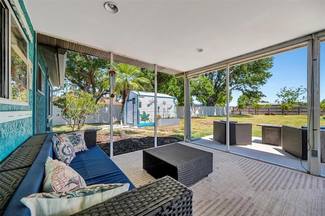 sunroom / solarium with outdoor lounge area and plenty of natural light