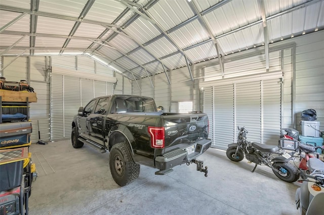garage featuring metal wall