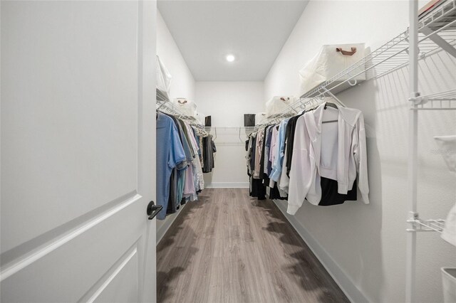 spacious closet with wood finished floors