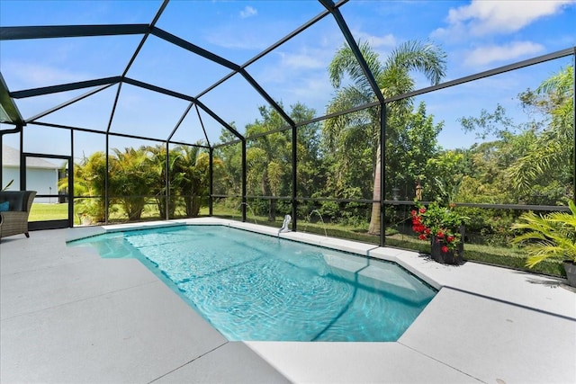 pool with a patio
