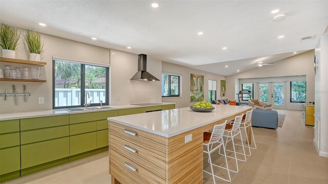 3605 Quail Hollow Ln, Bradenton, FL 34210 - kitchen featuring plenty of natural light, a sink, and wall chimney exhaust hood