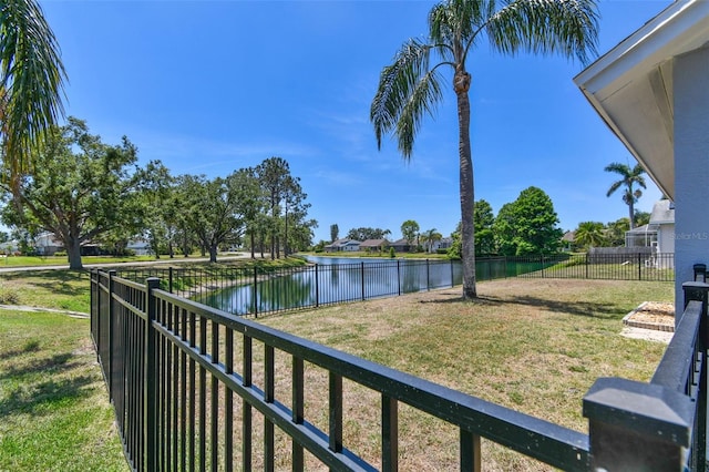 view of water feature featuring a fenced backyard