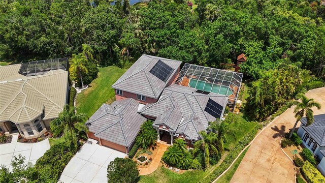 view of subject property with a pool area