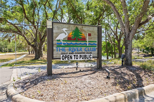 view of community sign