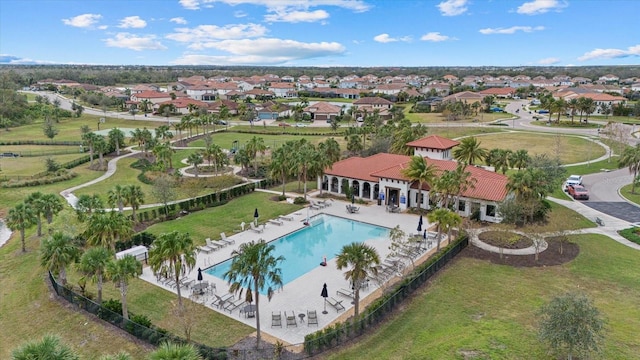 drone / aerial view featuring a residential view