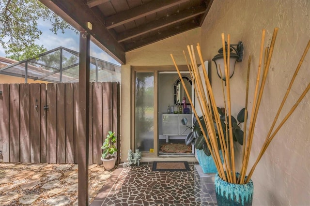 view of patio featuring fence