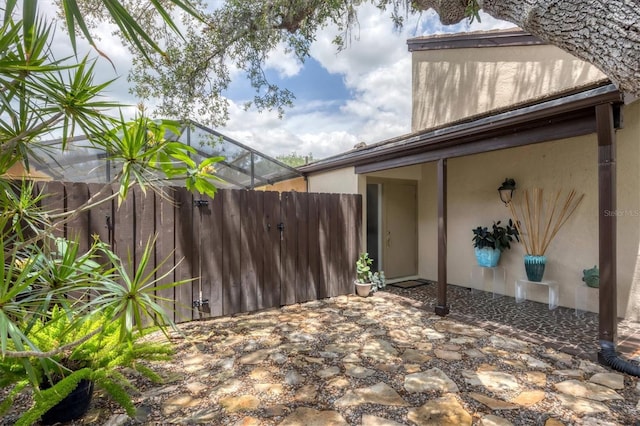 view of patio / terrace featuring fence