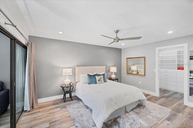3955 Glen Oaks Manor Dr, Sarasota, FL 34232 - bedroom featuring light wood-type flooring, recessed lighting, and ceiling fan