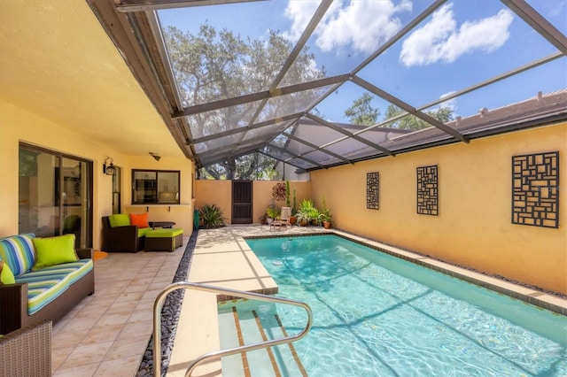 3955 Glen Oaks Manor Dr, Sarasota, FL 34232 - view of pool with outdoor lounge area, a patio, and a lanai