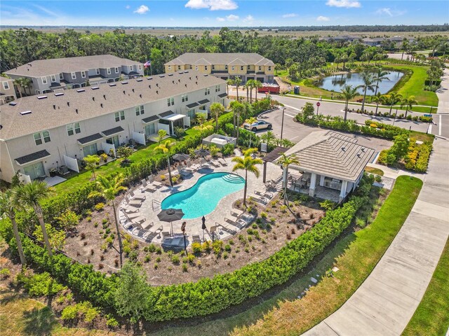 8545 Daybreak St, Sarasota, FL 34241 - aerial view featuring a water view and a residential view