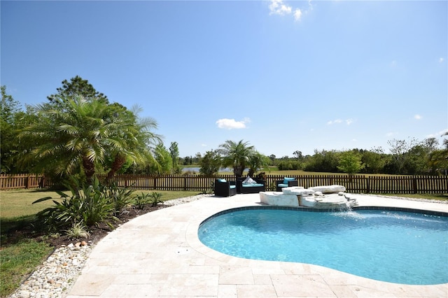 view of pool featuring a fenced in pool and a fenced backyard