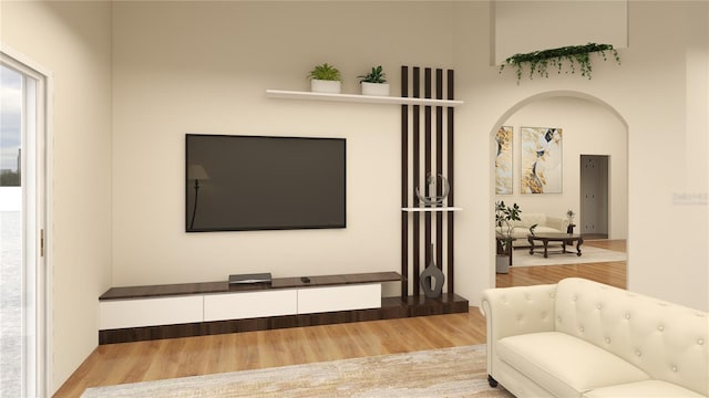 12541 Estrella Blvd, Punta Gorda, FL 33955 - living area featuring arched walkways and wood finished floors