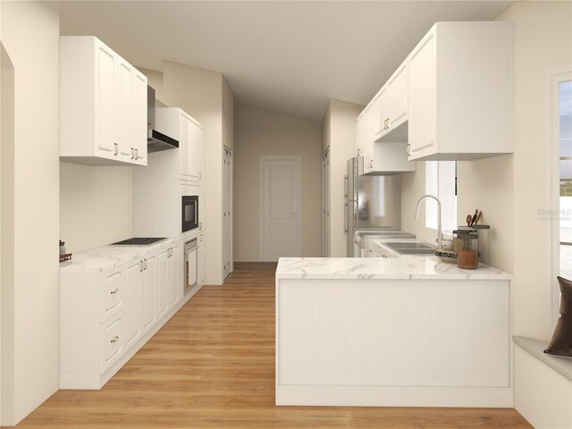 12541 Estrella Blvd, Punta Gorda, FL 33955 - kitchen with a sink, built in microwave, white cabinets, and stainless steel oven