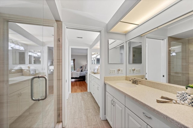 7374 Royal Birkdale Dr Unit 15D, Sarasota, FL 34238 - ensuite bathroom featuring ensuite bathroom, vanity, and a shower stall