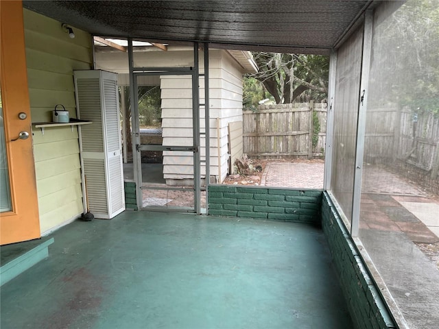 view of unfurnished sunroom