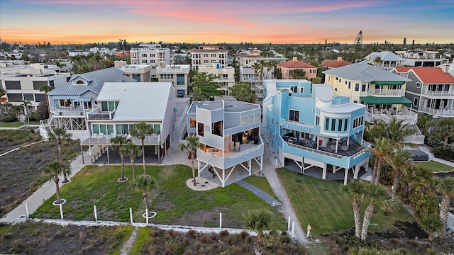 aerial view at dusk of a residential view