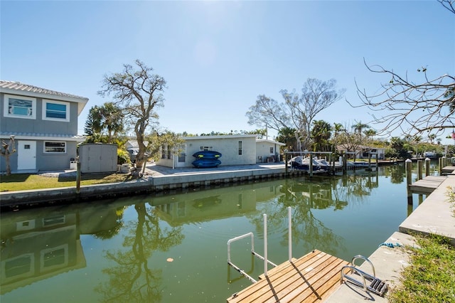 view of dock featuring a water view