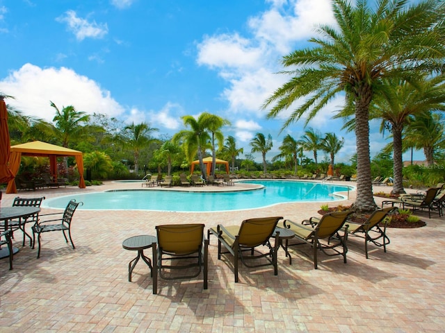 2525 Vaccaro Dr, Sarasota, FL 34231 - community pool with a gazebo and a patio area