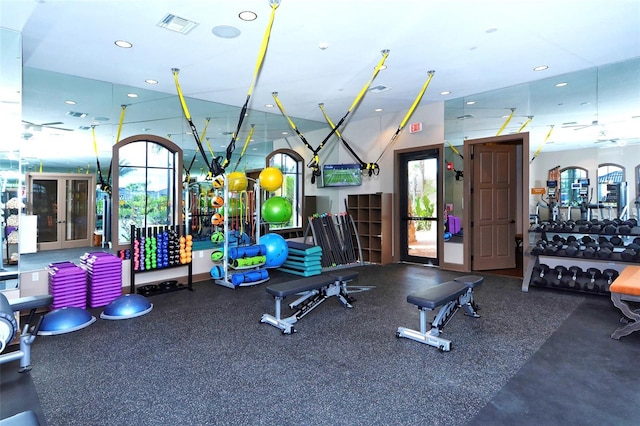 8713 Mangilli Rd, Sarasota, FL 34238 - gym featuring recessed lighting