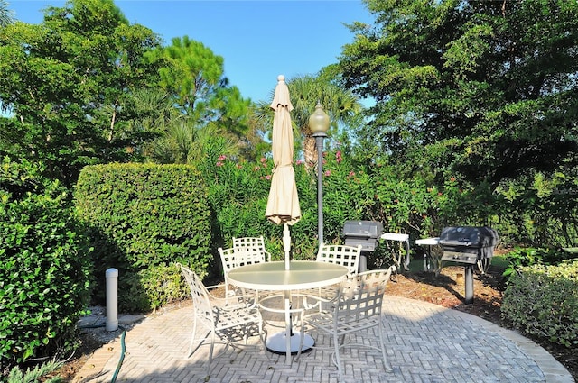 view of patio / terrace with grilling area and outdoor dining area